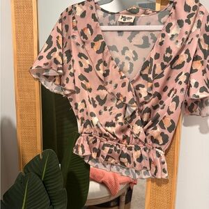 MUMU Pink Leopard Print Women's Top
